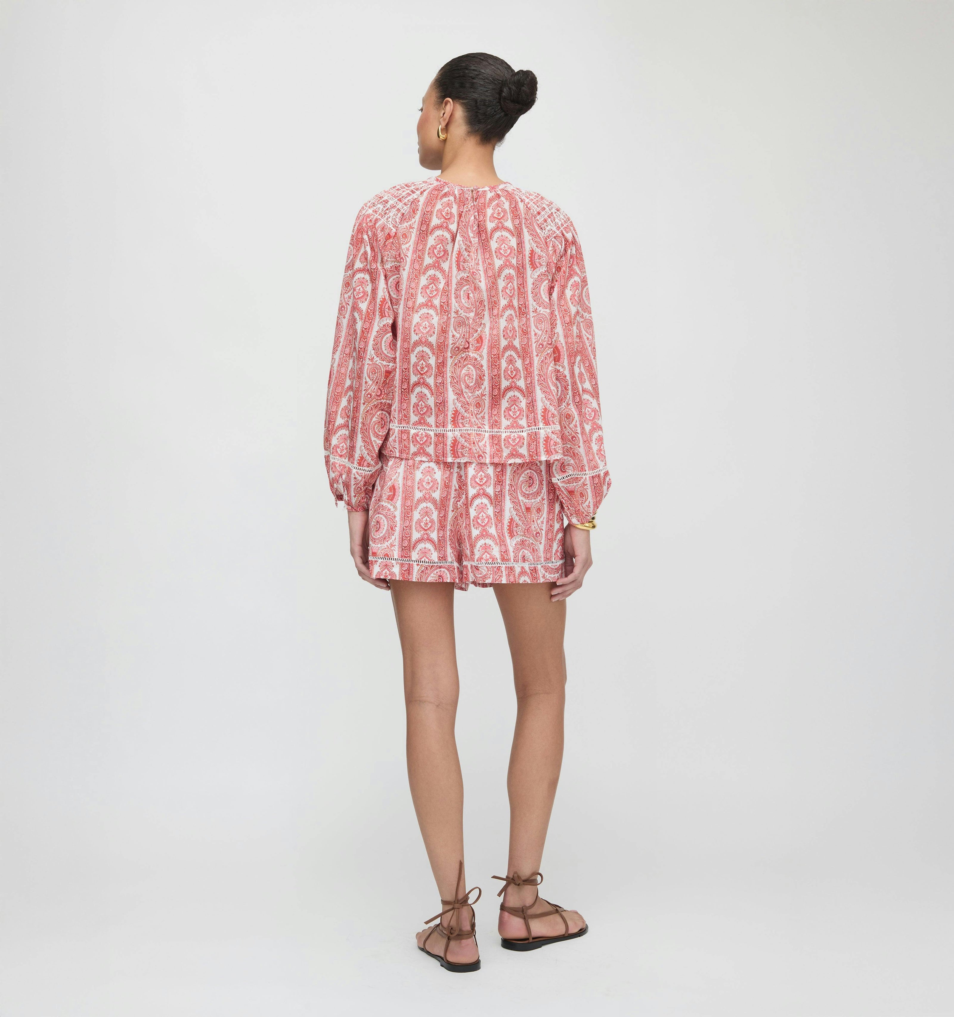 The Audrey Short - Coral Corsica Paisley
