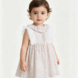 Cream Floral Ruffle Dress