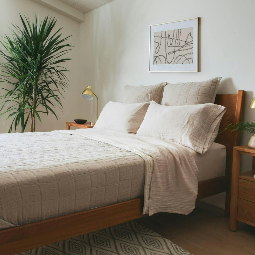 Gray Quilted Euro Sham Set