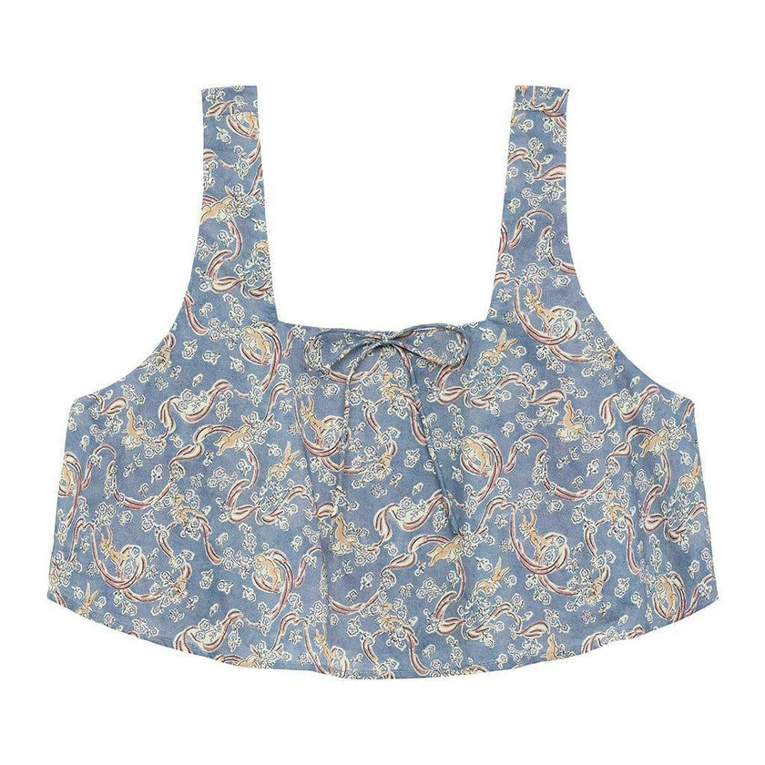 Women's Floral Print Square Neck Sleeveless Crop Top