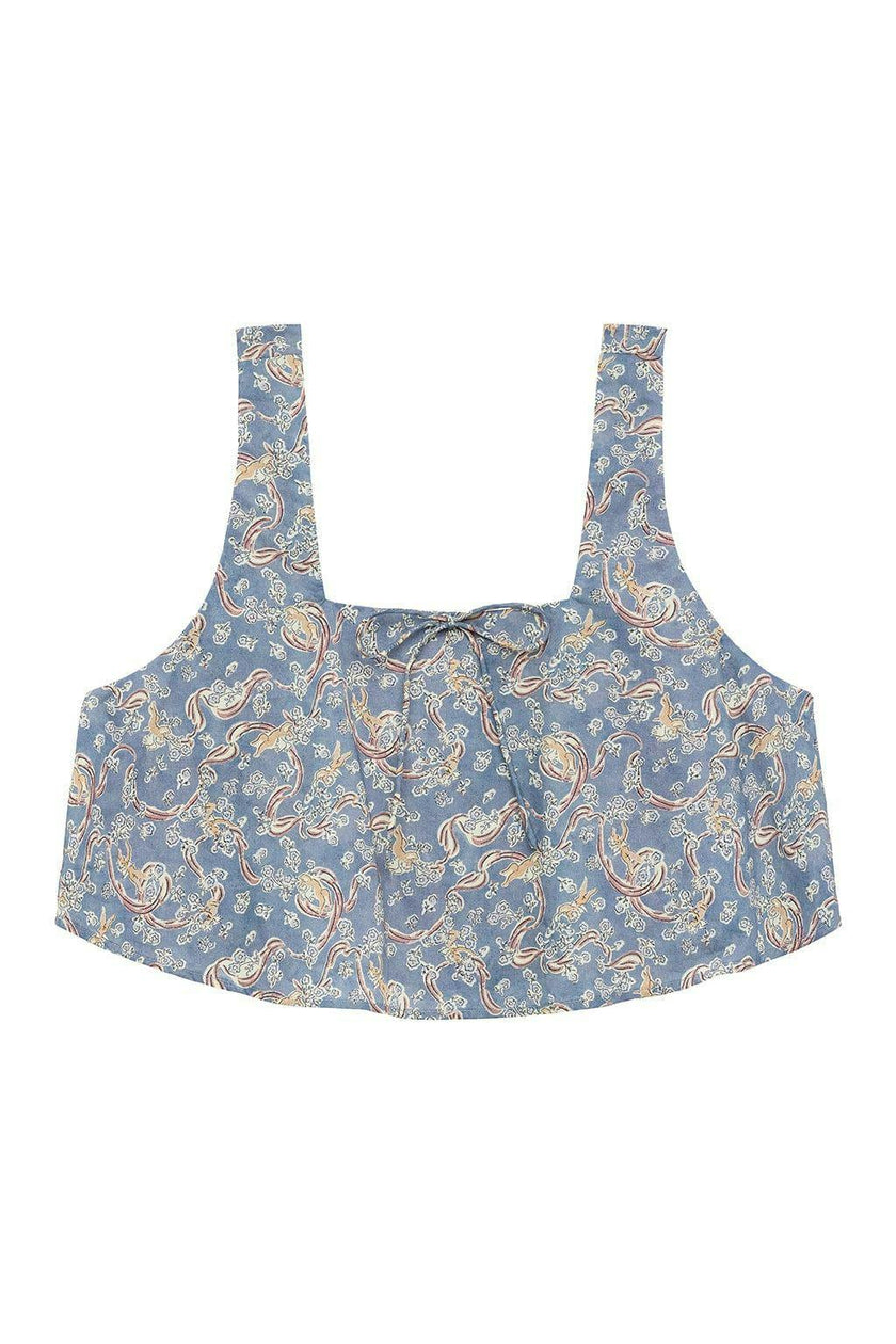 Women's Floral Print Square Neck Sleeveless Crop Top