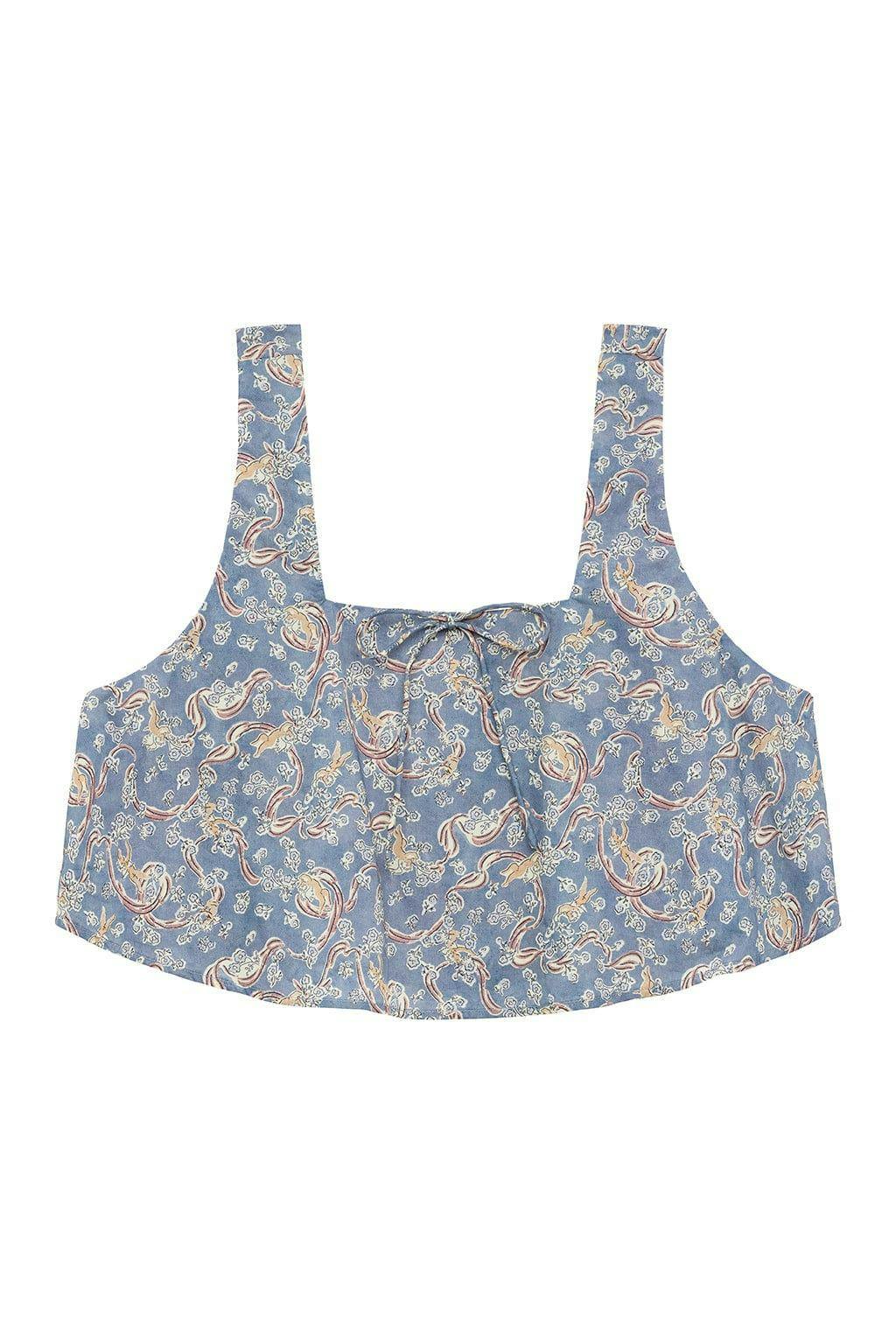 Women's Floral Print Square Neck Sleeveless Crop Top