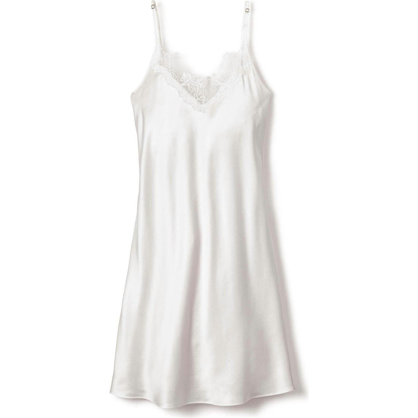 Women's Silk Lace Slip Dress in White