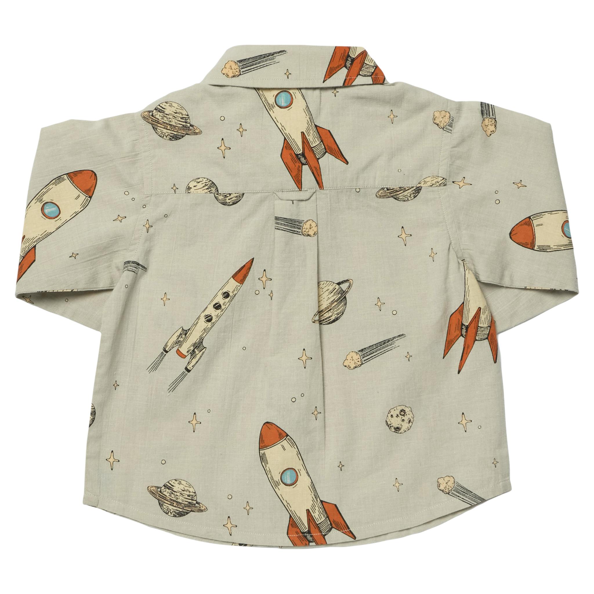 Boys Long Sleeve Jack Shirt - Space Rocket