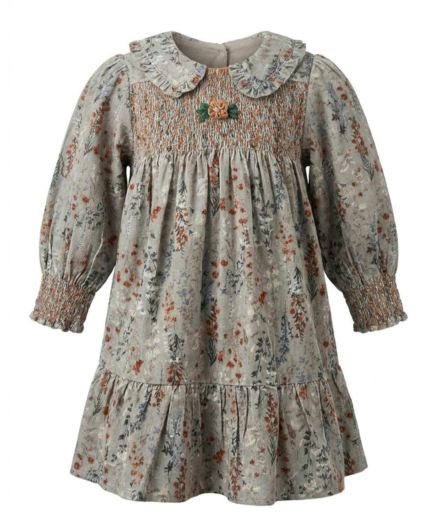 Floral Smocked Corduroy Dress