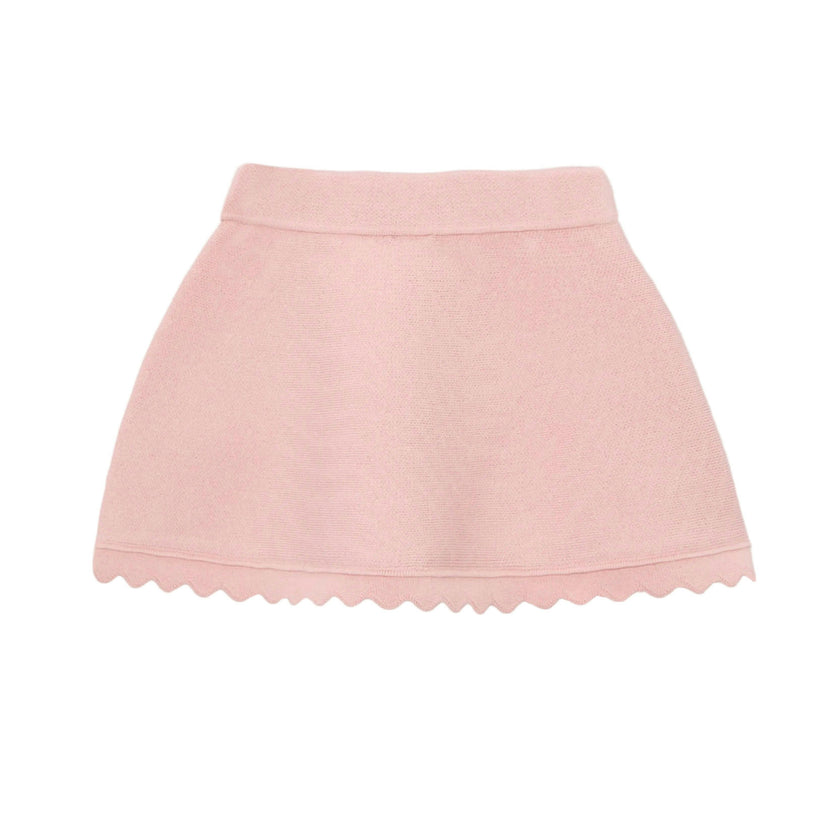 Pink Knitted Skirt With Scalloped Hem