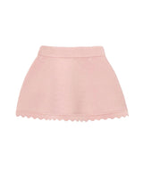 Pink Knitted Skirt With Scalloped Hem