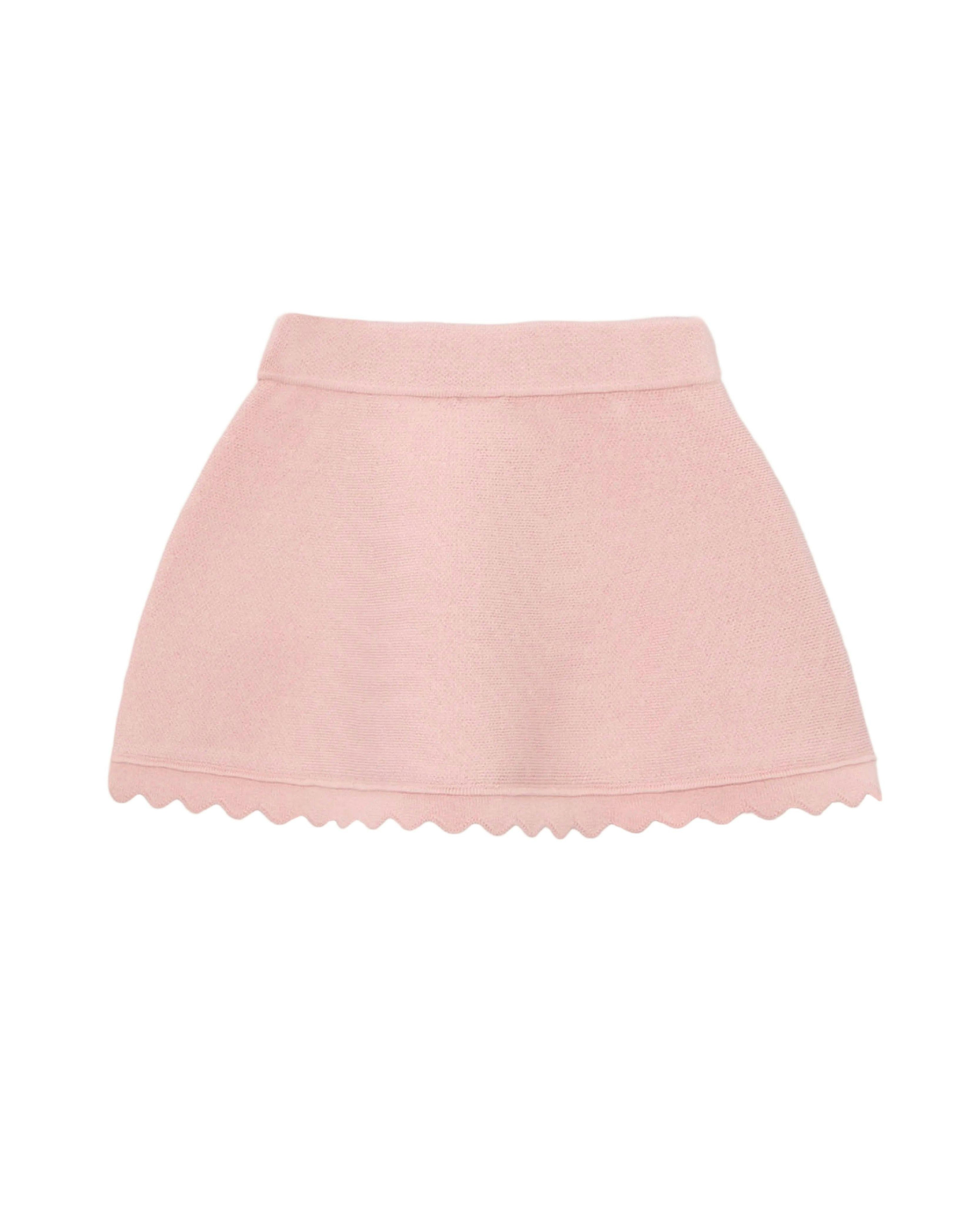 Pink Knitted Skirt With Scalloped Hem