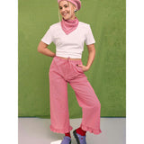 women's vichy frilled pants - wild berry