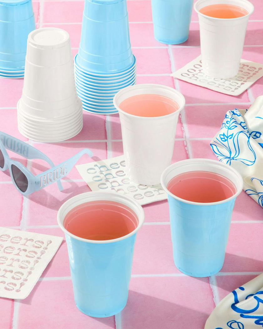 Blue + White Cups - 50 matte 16 oz cups