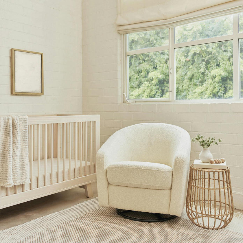 Madison Swivel Glider in Ivory Boucle