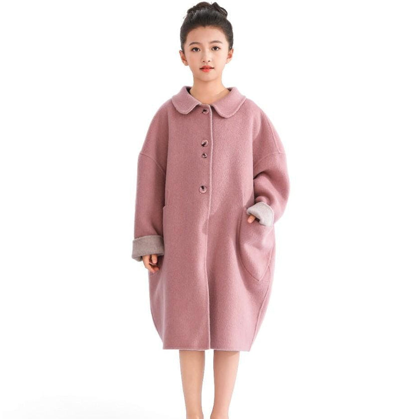 Pink Wool Coat with Peter Pan Collar