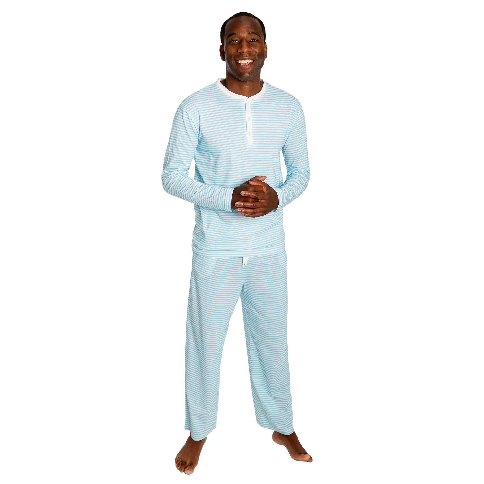 Men's Sky Blue Jersey Henley - Organic Stretch Cotton