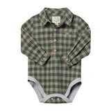 JASPER Green/Yellow Washed Plaid Woven Onesie