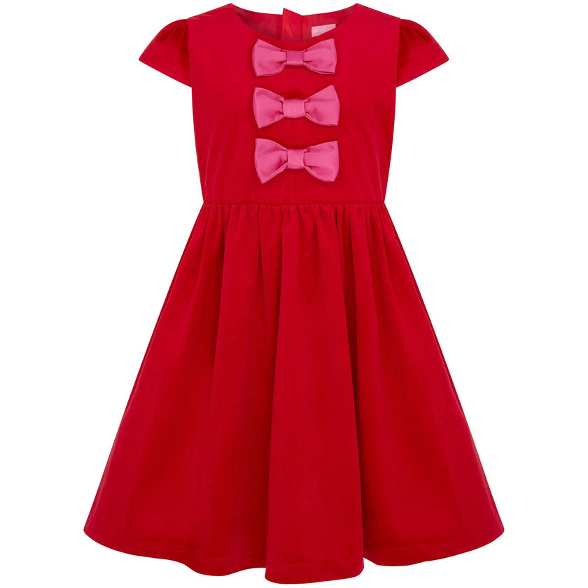 Joy Velvet & Satin Bows Girls Party Dress
