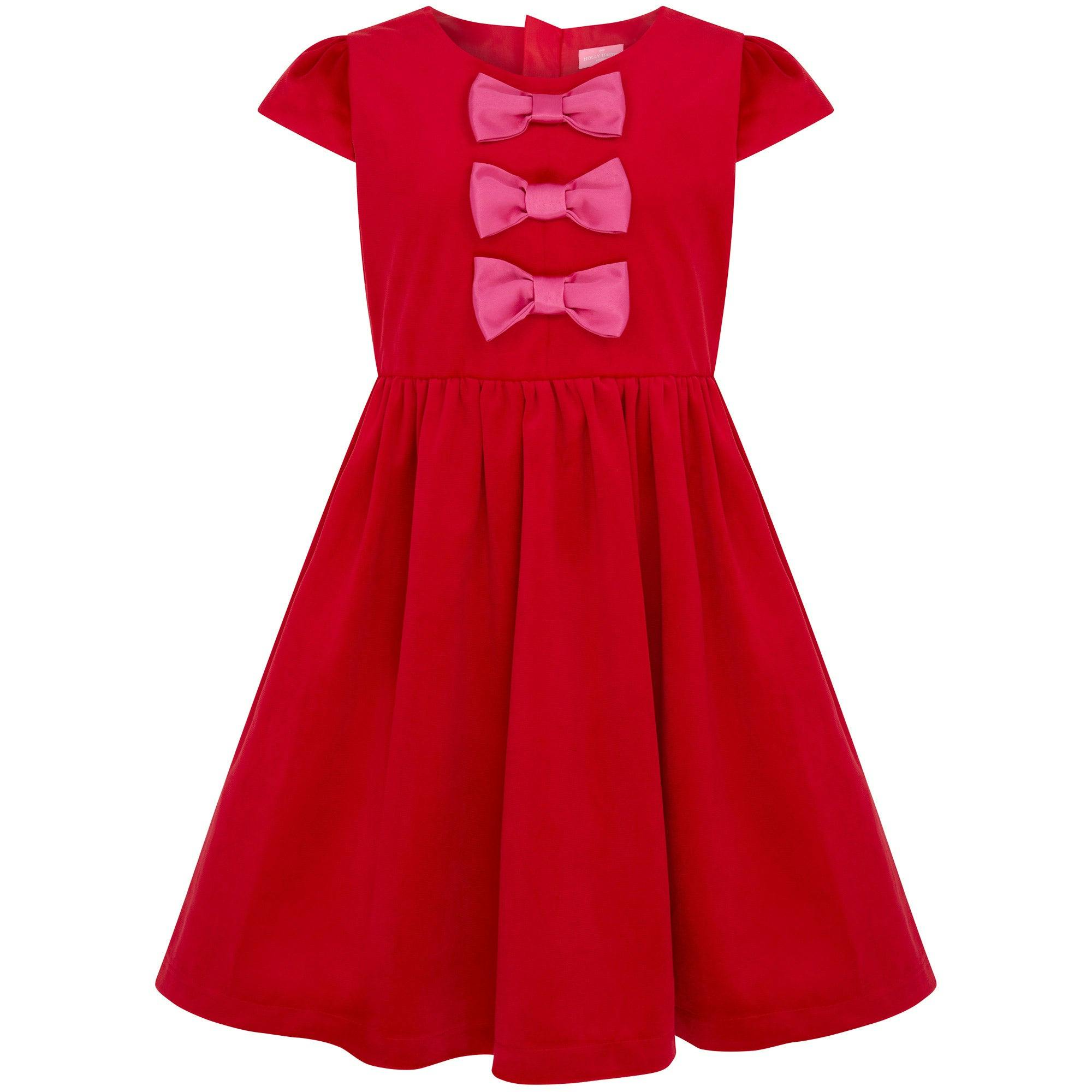 Joy Velvet & Satin Bows Girls Party Dress