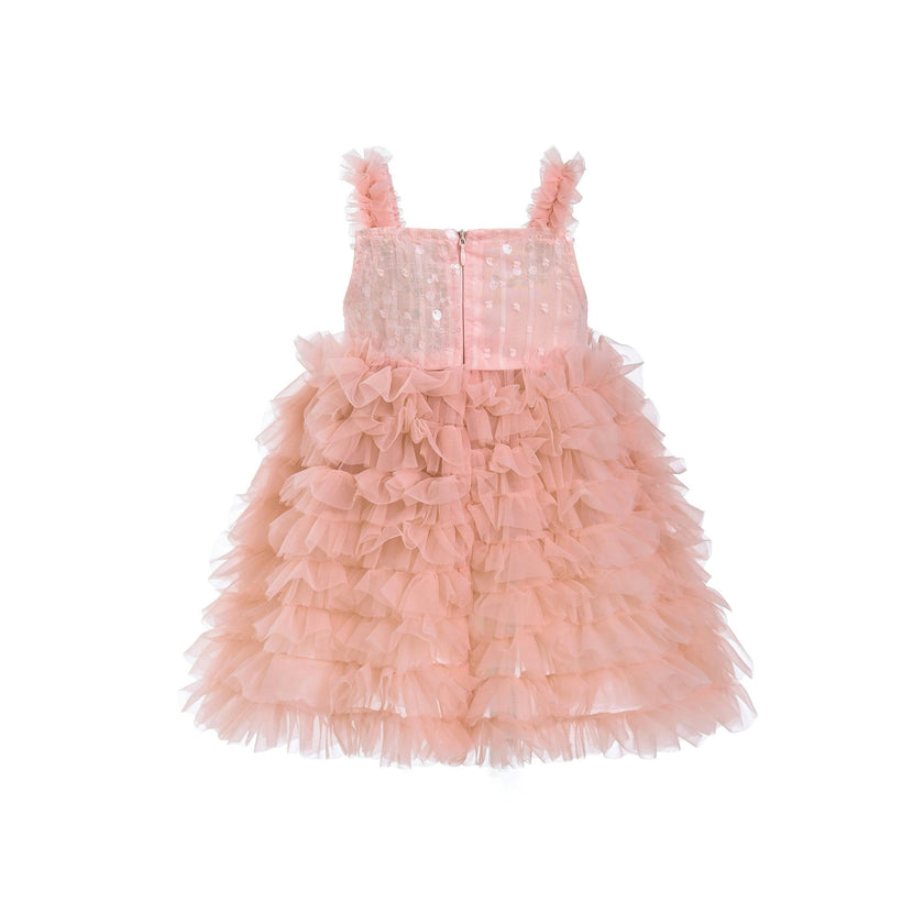 Pink Bow Tiered Tulle Dress