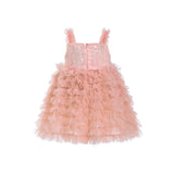 Pink Bow Tiered Tulle Dress