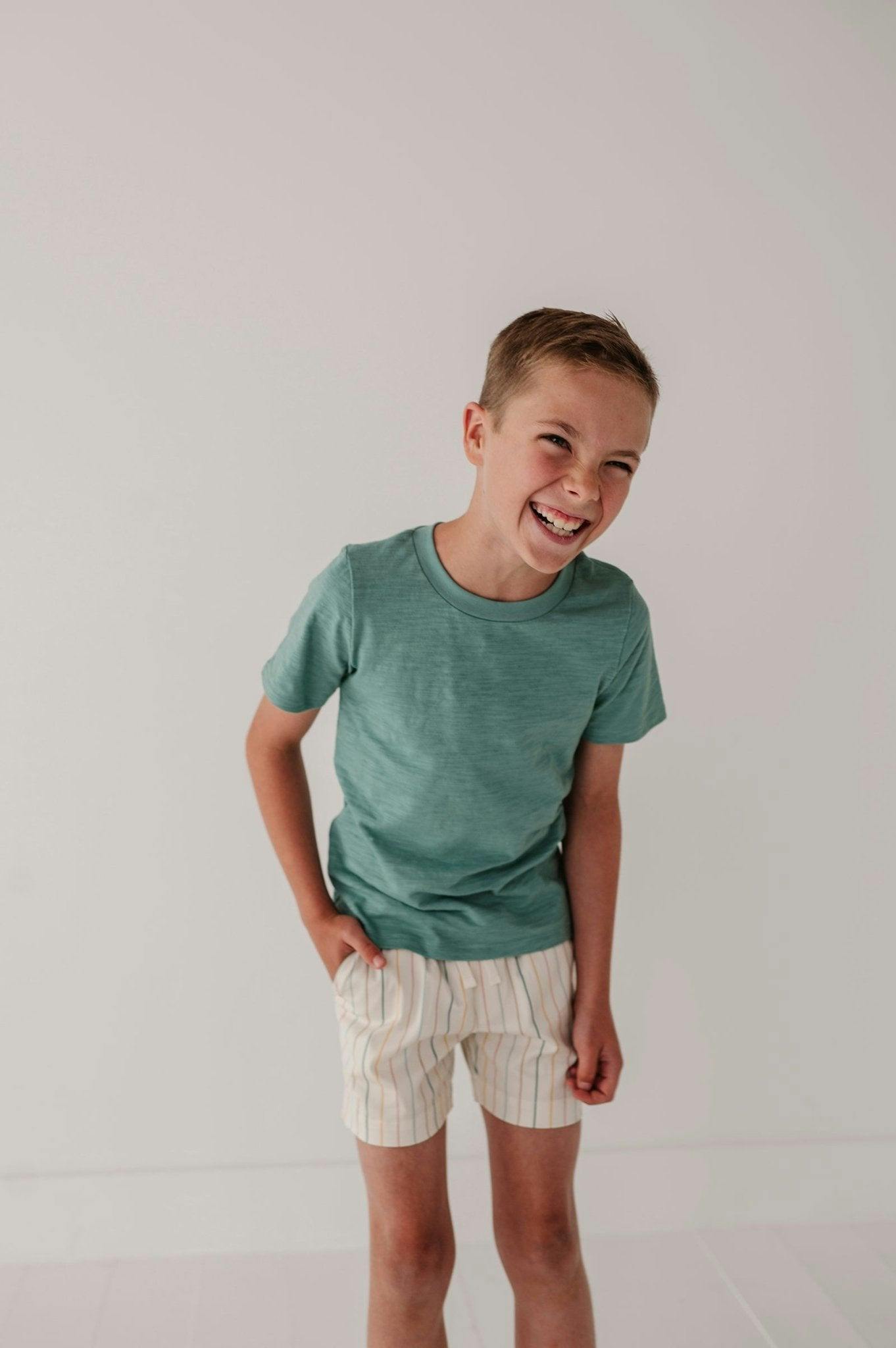 Boys Short Sleeve Tee in Oil Blue