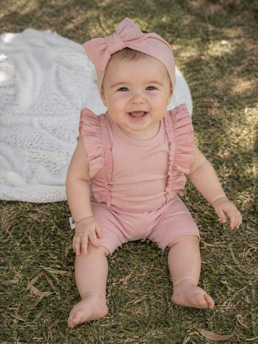 Ruffle Sleeve Short Set