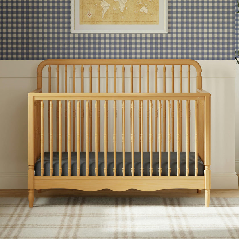 Liberty 4-in-1 Convertible Spindle Crib in Honey