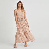 Womens Marilyn Tank Dress - Pink Prairie Block Print