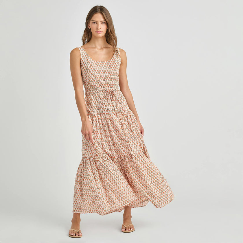 Womens Marilyn Tank Dress - Pink Prairie Block Print