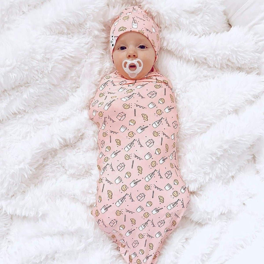 Milk & Cookies Original Bamboo Swaddle & Beanie Set