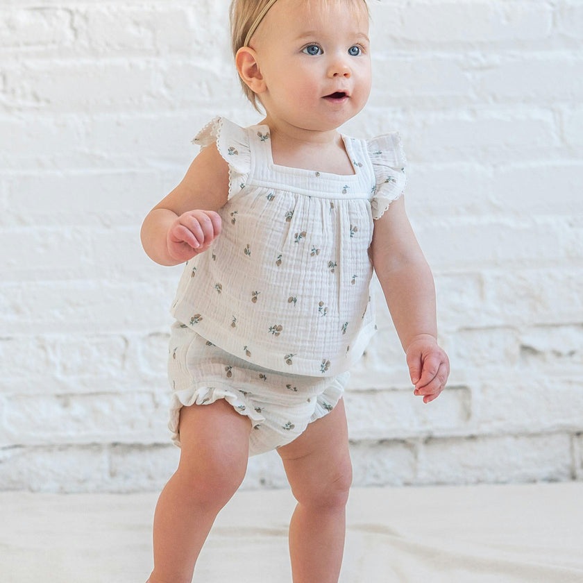 Colette Muslin Tank and Bloomer Set - Palmer Floral / Dune + Laguna