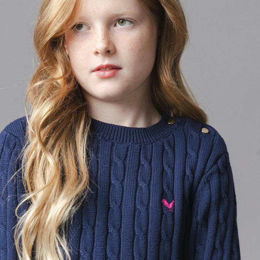 Organic Crew Neck Cable Sweater