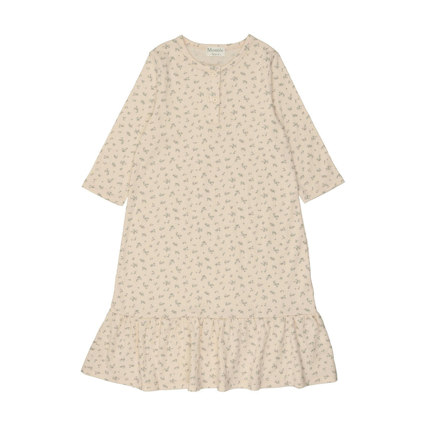 Printed Gauze 3-Quarter Sleeve Dress