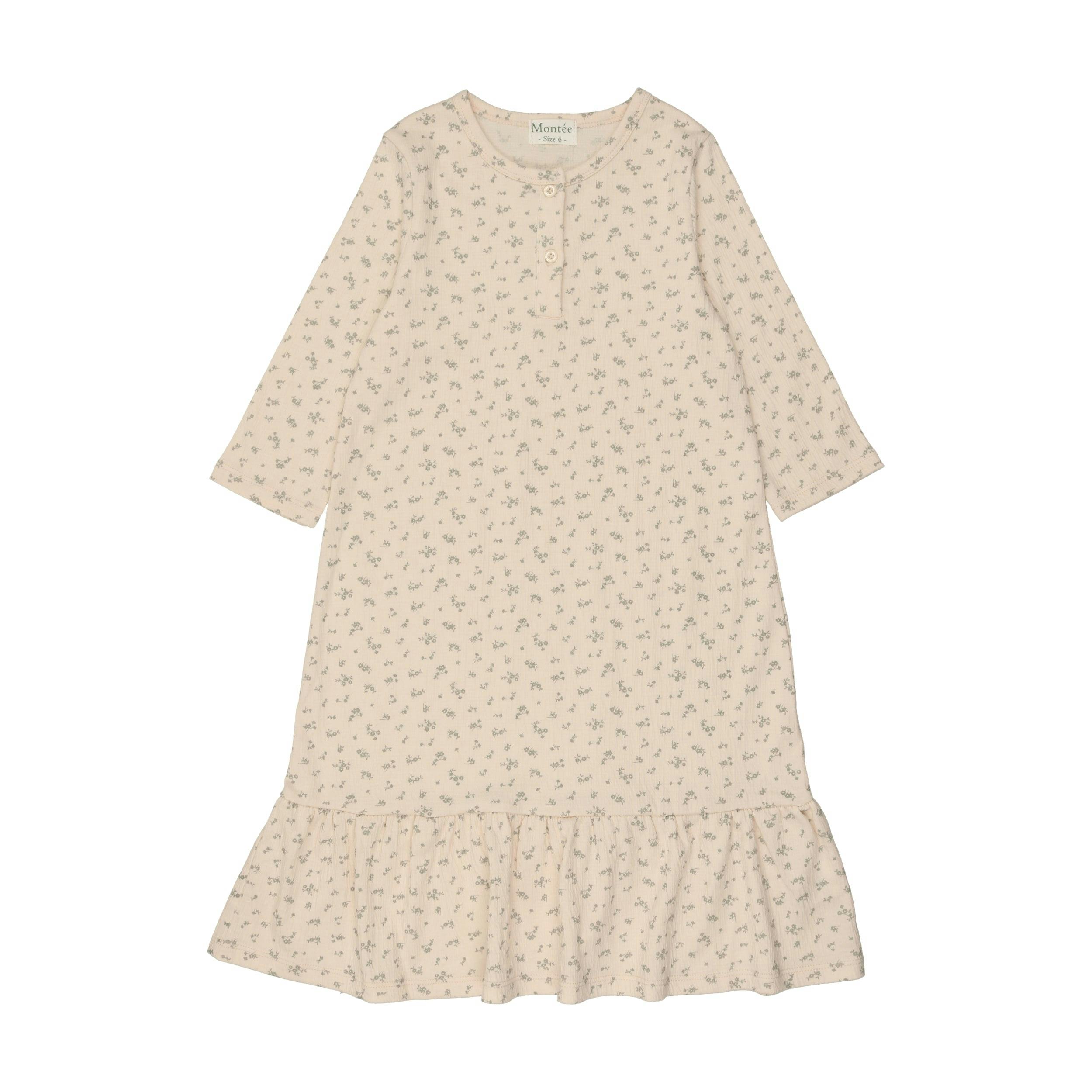 Printed Gauze 3-Quarter Sleeve Dress