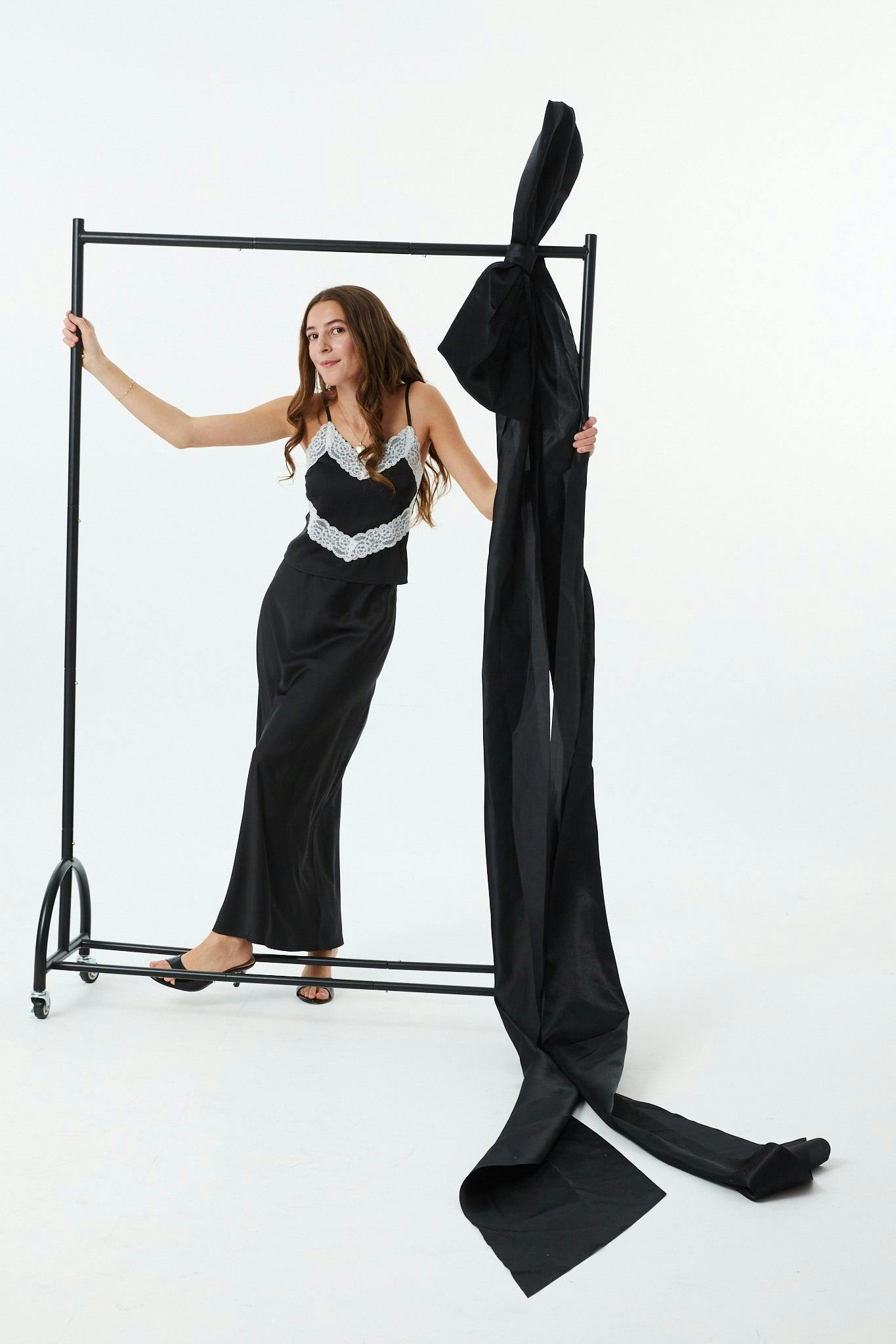 Joey Black Satin Maxi Skirt