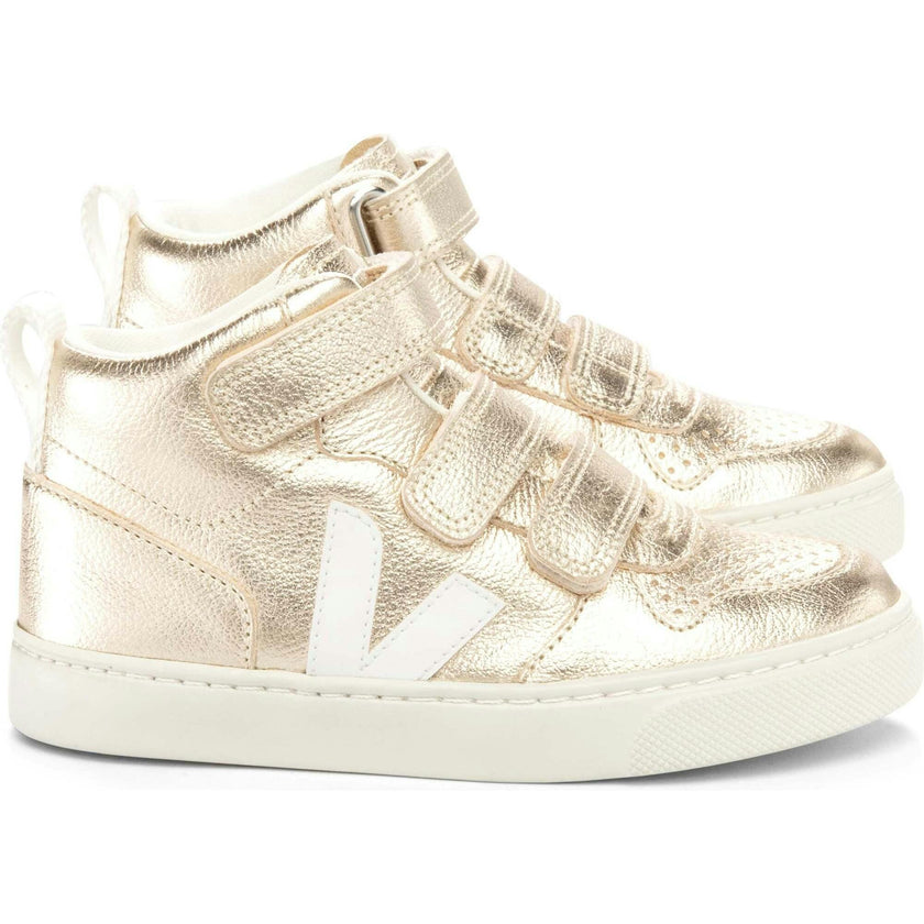 VEJA V-10 High Top Velcro Sneakers - Platine