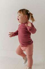Girls Lettuce Hem Tee in Mesa Rose