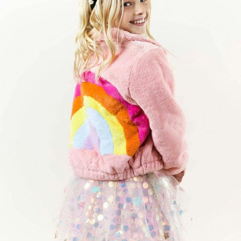 Rainbow Faux Fur Coat