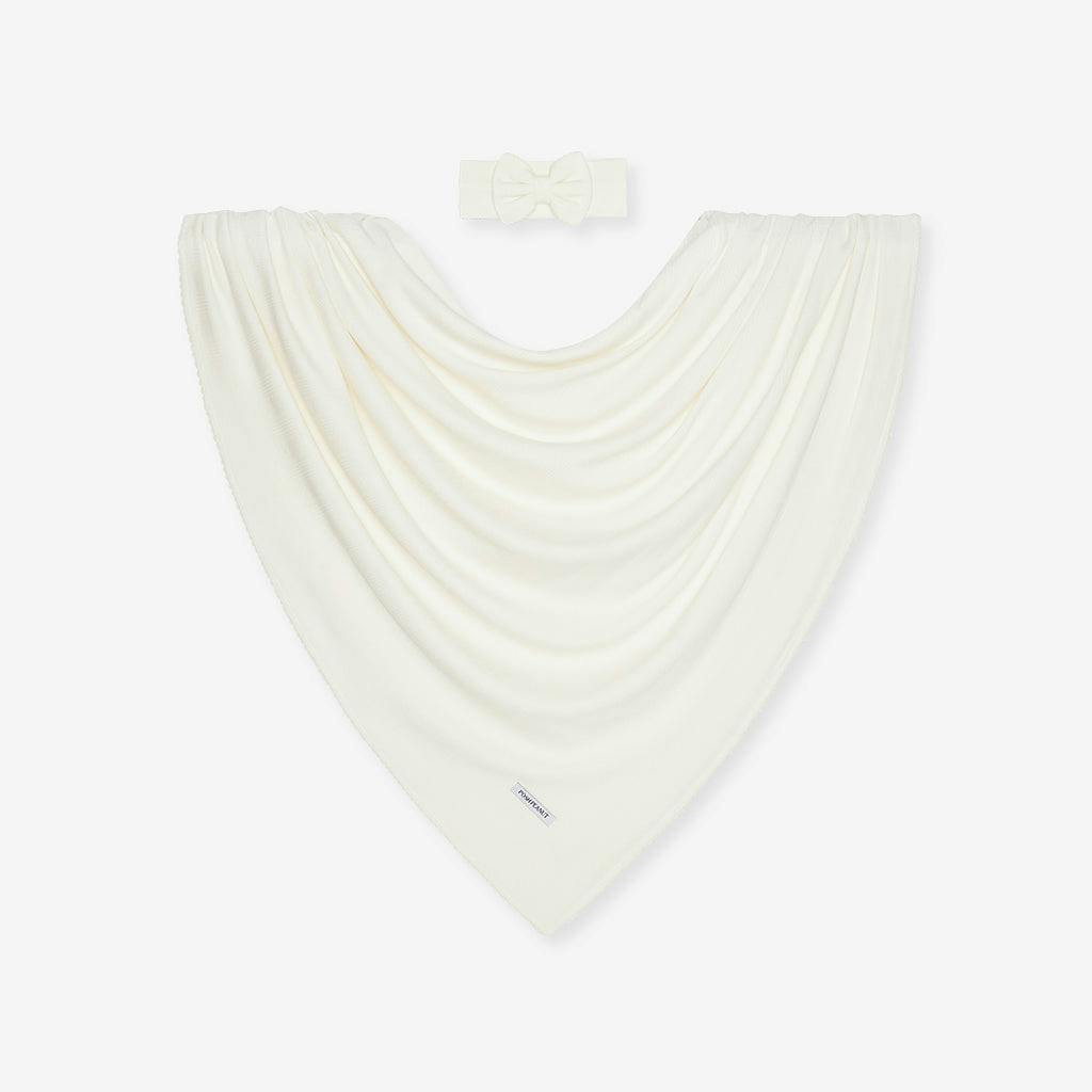 Coconut Pointelle Picot Swaddle Headband Set