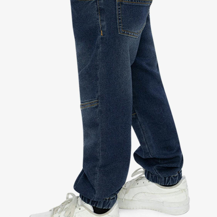 French Terry Denim Jogger Pants Navy Blue