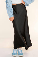 Washed Satin Maxi Skirt