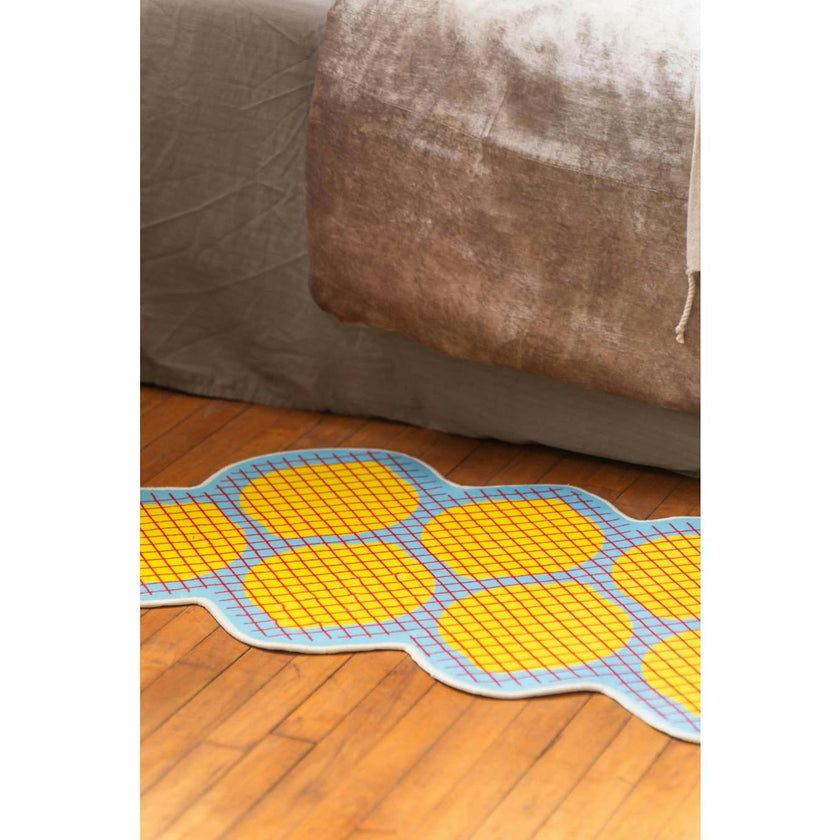 Yellow Grid Lemon Runner Rug by Johann Banta