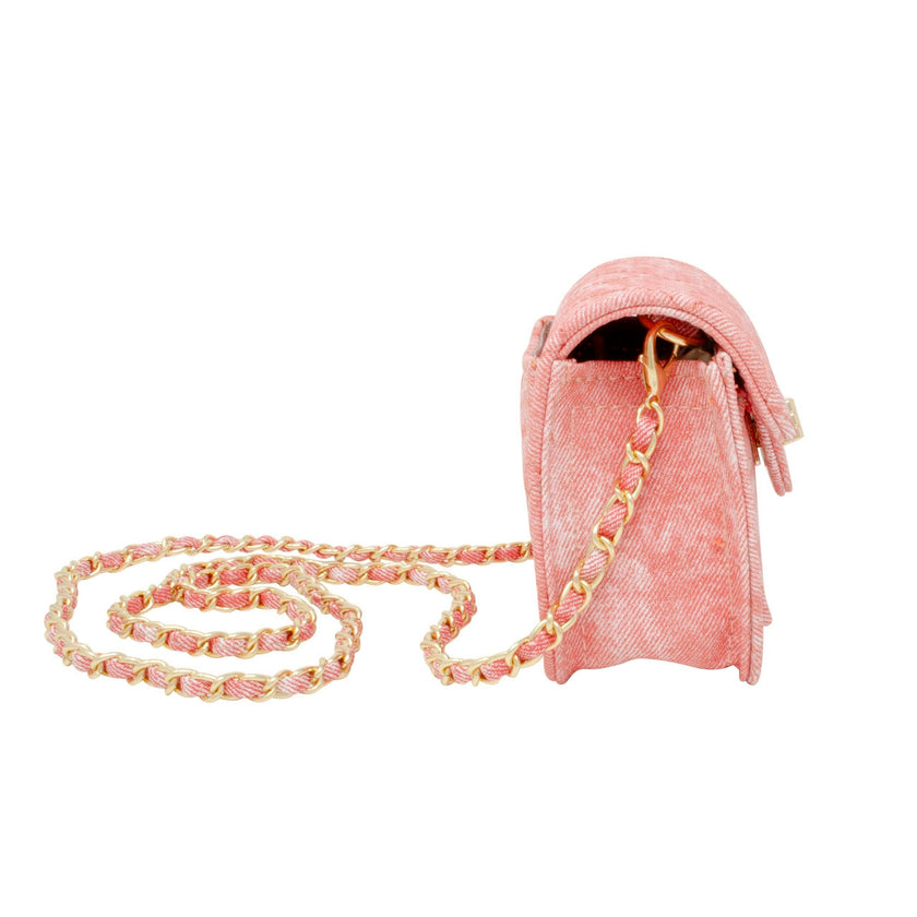 Tie-Dye Quilted Denim Handbag - Pink