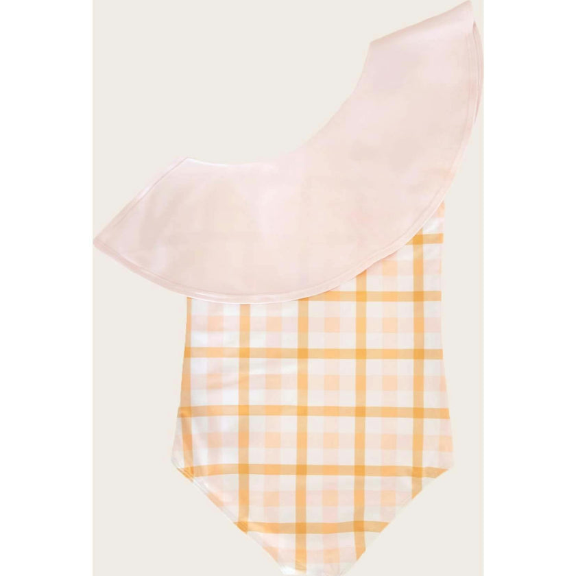 Sunkissed Plaid One Shoulder Ruffle