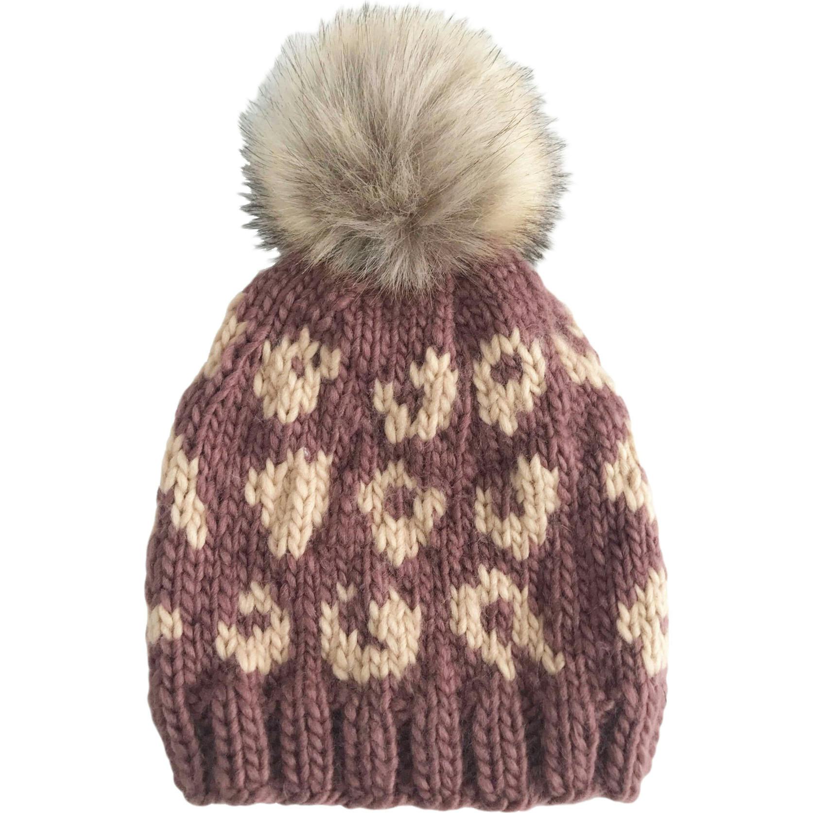 Cheetah Hat - Mauve/Latte