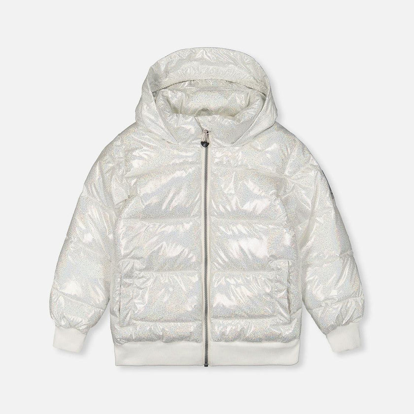 Winter Puffy Jacket White Glitter