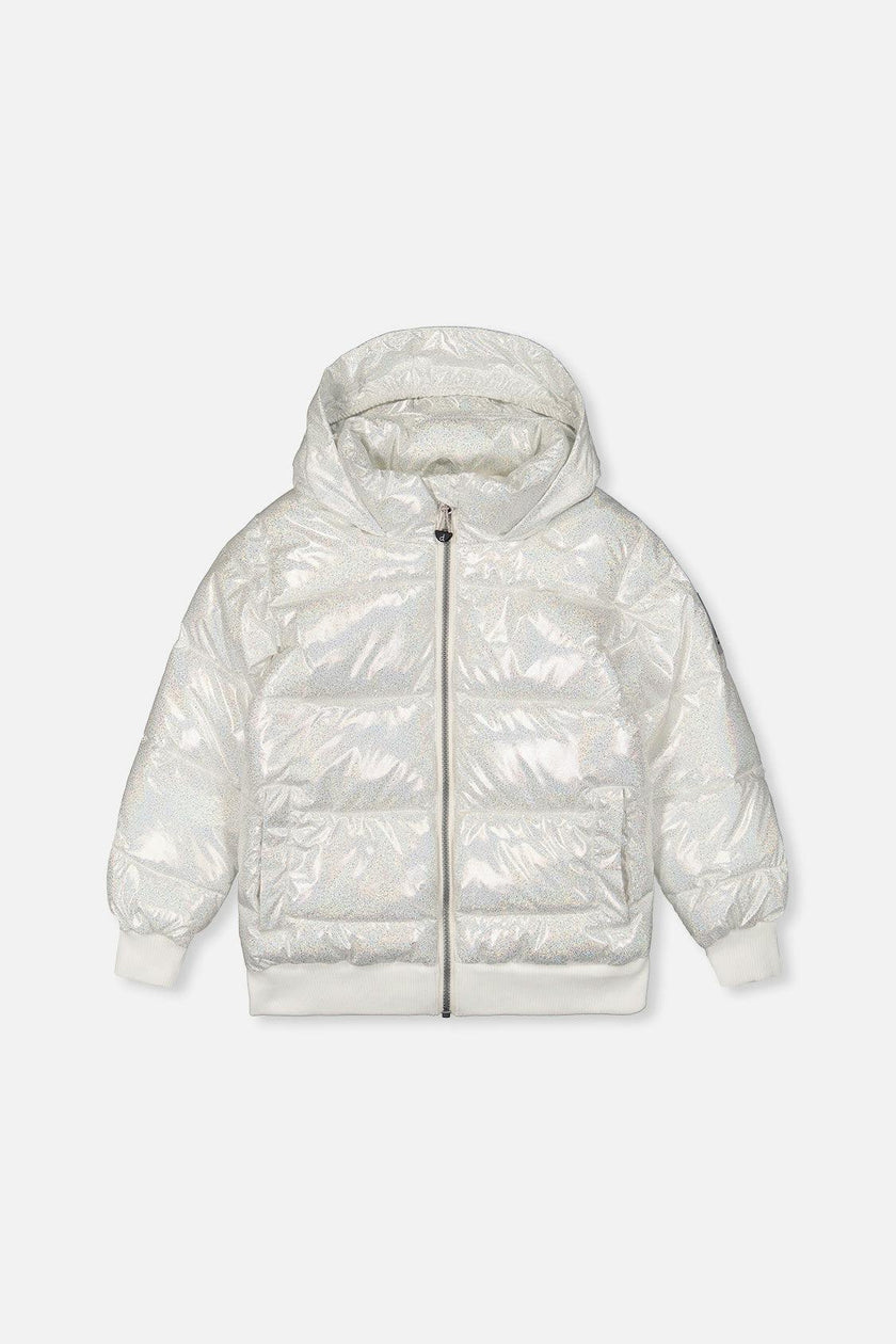 Winter Puffy Jacket White Glitter