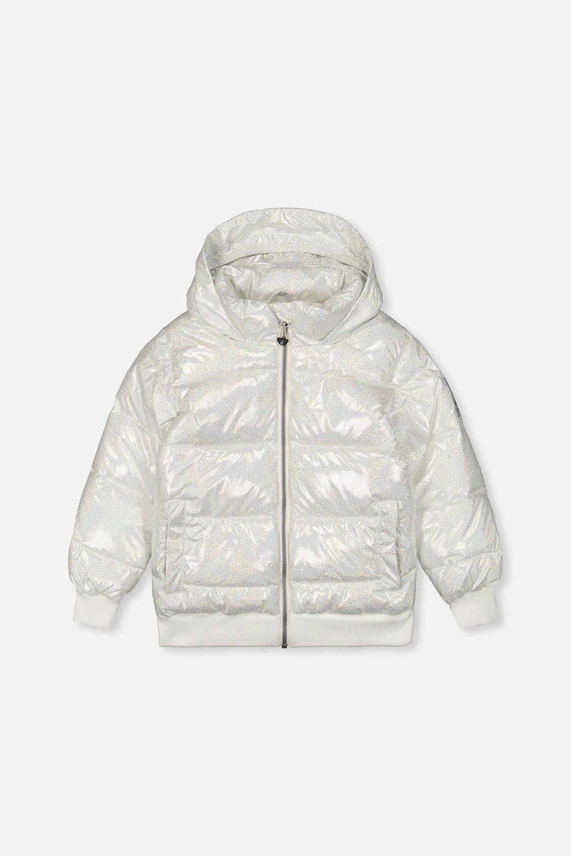 Winter Puffy Jacket White Glitter