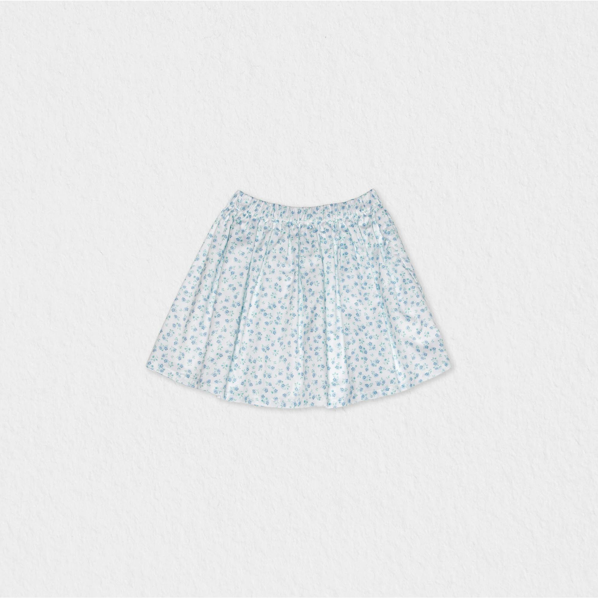 Philo Girl Skirt, Flowery Aqua Blue