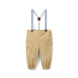 Baby Canvas Suspender Pant, khaki