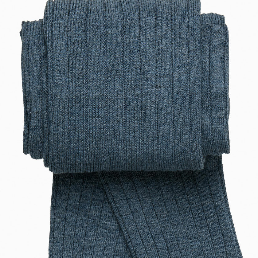 Baby Ribbed Tights in Denim Blue