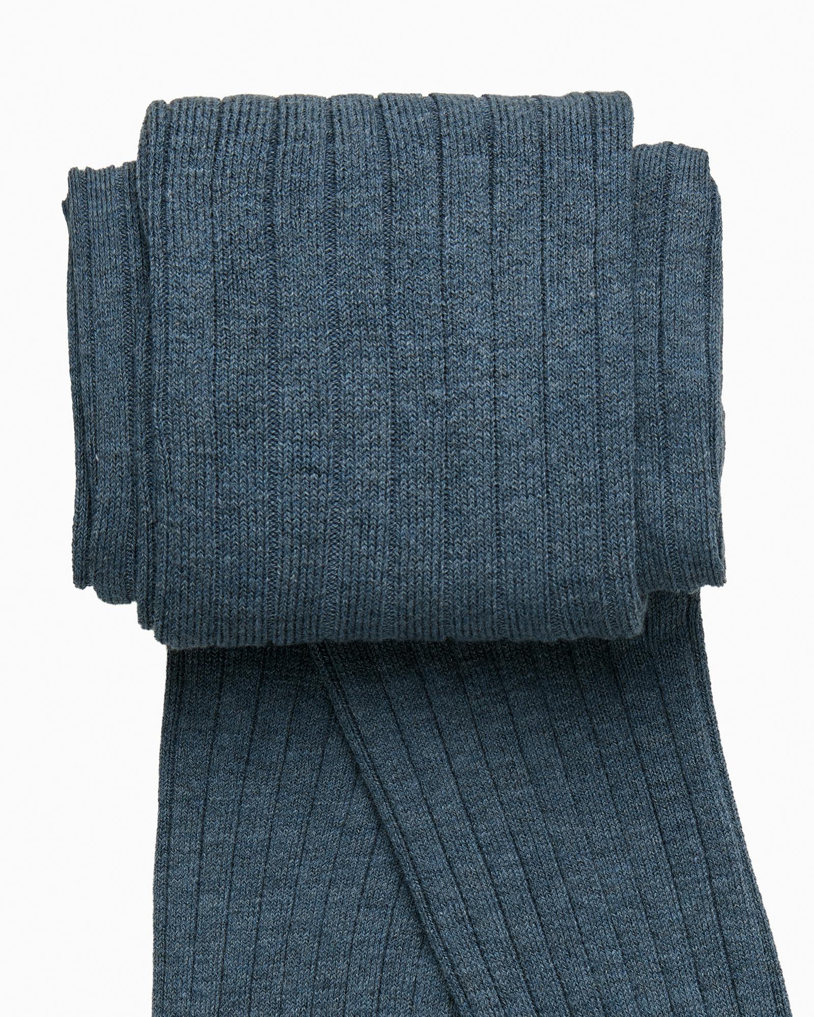 Ribbed Tights in Denim Blue